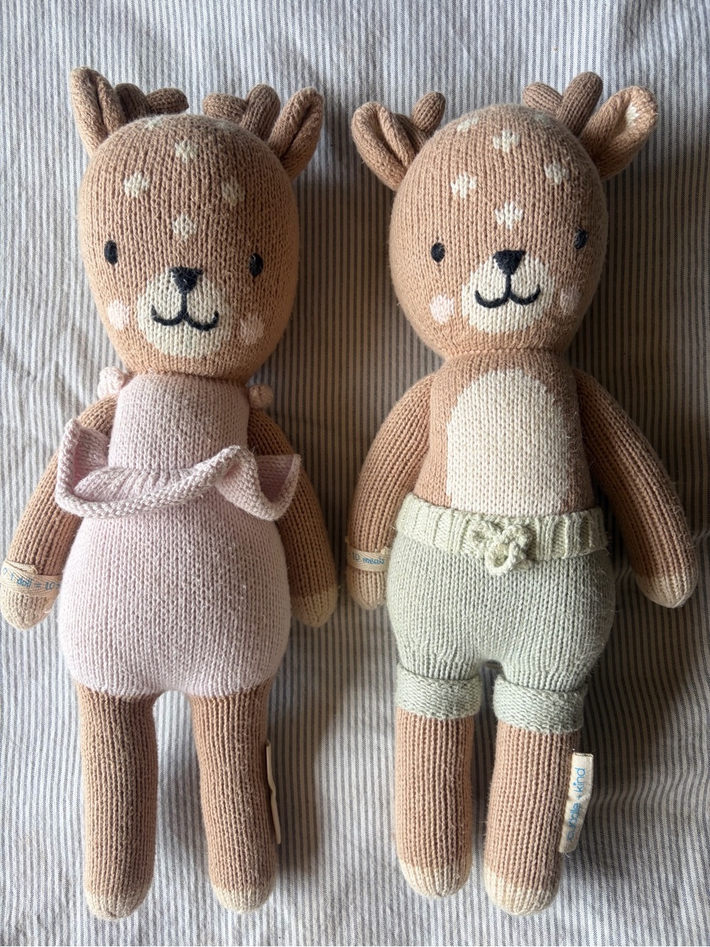 Cuddle + Kind Elliot Fawn and violet fawn Knit Dolls